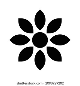 Sunflower icon black solid style isolated on white background. Vector illustration of plant symbols, can be used as a logo or design support element