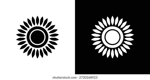 Icono de girasol. Icono de diseño plano simple en blanco y negro