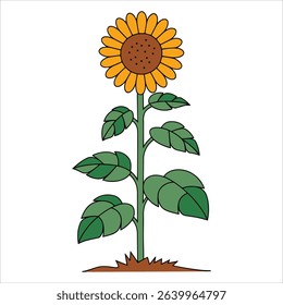 Sunflower icon in cartoon vector style. Cheerful floral symbol for nature, summer, and garden themes.