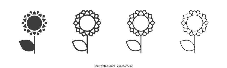 Sunflower icon collection for website design, app, UI design.