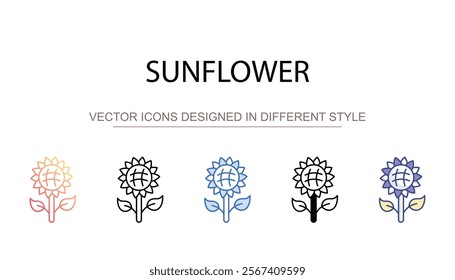 Sunflower icon design with white background stock illustration