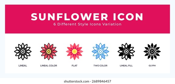 Sunflower icon in different style vector illustration.