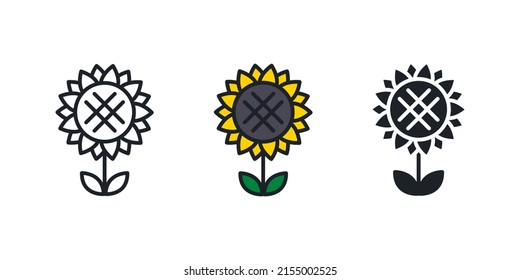 Sunflower icon. Field flowers isolated vector icon