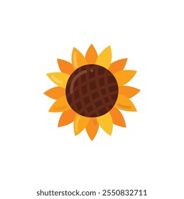 Sunflower icon in flat color style. Harvest sunflower summer symbol