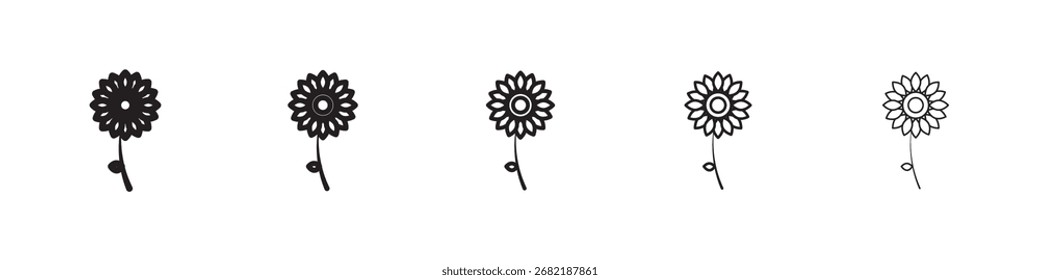 Sunflower icon flat illustration set logo