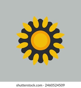 Sunflower icon in flat minimal style, vector art