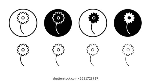 Sunflower icon Flat simple outline set