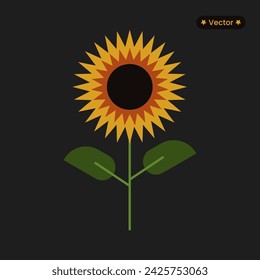 Sunflower icon in flat and simple vector