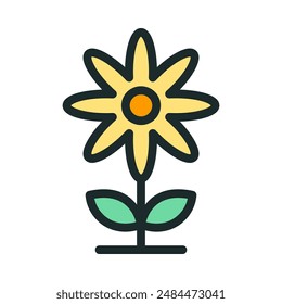 Sunflower icon in flat style