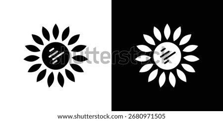 Sunflower icon in flat style, filled black symbol