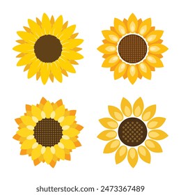 Sunflower icon in flat style. Flora vector illustration on isolated background. Sunflower sign business concept.