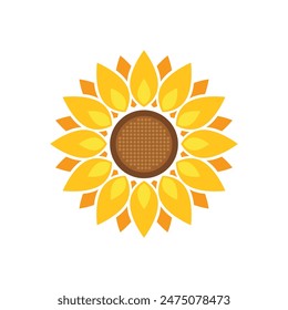 Sonnenblumensymbol im flachen Stil. Flora Vektorillustration auf isoliertem Hintergrund. Sonnenblumen-Zeichen Geschäftskonzept.