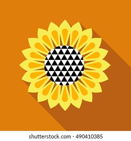 Sunflower icon in flat style isolated with long shadow vector illustration