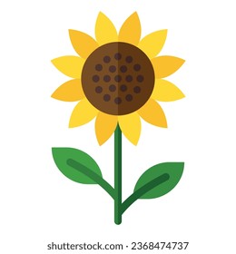Sunflower icon in flat style. Vector illustration, suitable for logo, web, graphic design, illustration, sticker, books, etc