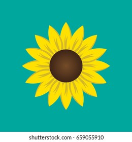 Sunflower icon, flat style - Vector illustration