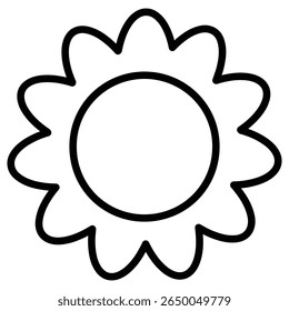 sunflower icon flat thin outline art logo