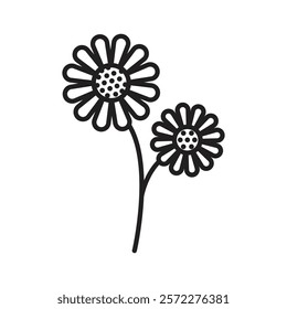 Sunflower icon Flat vector set outline