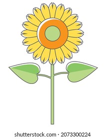 Sunflower sunflower icon illustration main line Simple and cute illustration icon of summer image