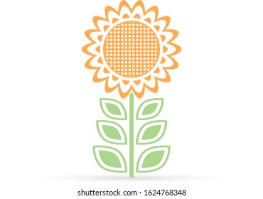 sunflower icon isolated on white, vector stock illustration