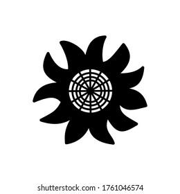 Sunflower icon isolated on white background. Vector floral illustration. Botanical summer concept. For cutting, clipart, printing, monogram, shirt design.
