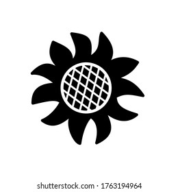 Icono de girasol aislado en fondo blanco. Ilustración vectorial floral. Concepto botánico de verano. Para corte, clipart, impresión, monograma, diseño de camisa.

