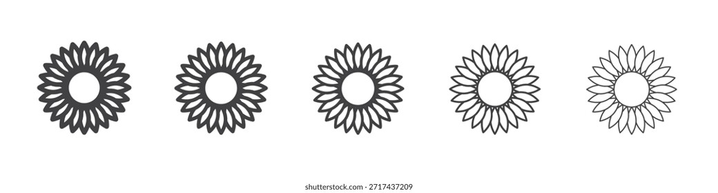 Icono de girasol en el concepto de trazos lineales