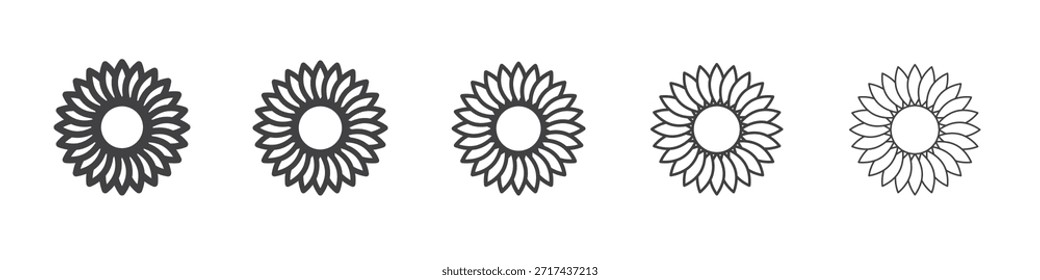 Icono de girasol en el concepto de trazos lineales