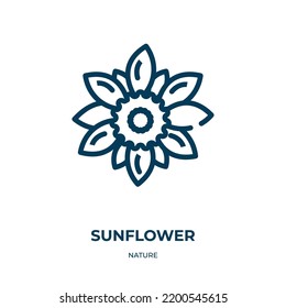 Sunflower icon. Linear vector illustration from nature collection. Outline sunflower icon vector. Thin line symbol for use on web and mobile apps, logo, print media.