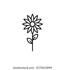 Sunflower icon in liner stroke style