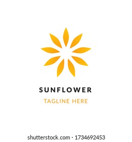 Sunflower icon logo. Gradient sun flower logotype concept on white background flat style. Botanical icon for yoga, wellness spa, beauty companies. Vector illustration