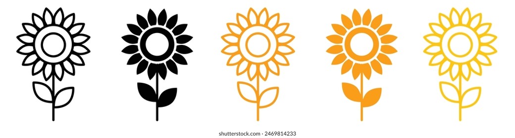 Sonnenblumen-Symbol-Logo-Set Vektorgrafik