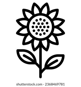 Sunflower icon in outline style. Vector illustration, suitable for logo, web, graphic design, illustration, sticker, books, etc