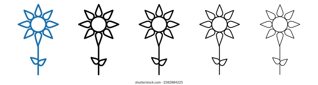 Sunflower icon Outline vector logo for web ui