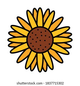 sunflower icon over white background, line and fill style, vector illustration