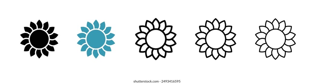 Paquete de iconos de girasol. estilo de línea EPS 10