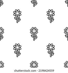 sunflower icon pattern. Seamless sunflower pattern on white background.