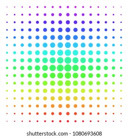 Sunflower icon rainbow colored halftone pattern. Vector sunflower objects organized into halftone grid with vertical spectrum gradient. Designed for backgrounds, covers and abstract concepts.