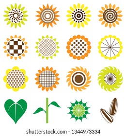 Sunflower icon set color