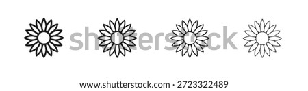 Sunflower icon set, Illustration, Black