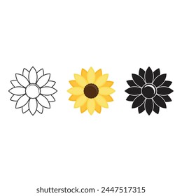 Conjunto de iconos de girasol Diseño de Vector.