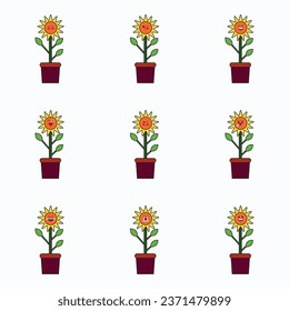 Sunflower icon set vector emoticon. Cute emoji sunflower with face. Sunflower Illustration of cute emoji with various expressions. sunflower, flat cartoon style.
