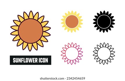 Sunflower Icon Set Vector Illustration
