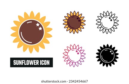 Sunflower Icon Set Vector Illustration