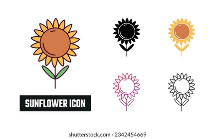 Sunflower Icon Set Vector Illustration