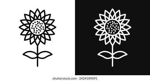 Sunflower Icon Set. Vector Illustration