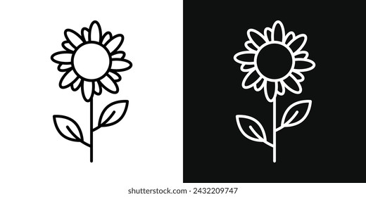 Sunflower Icon Set. Vector Illustration