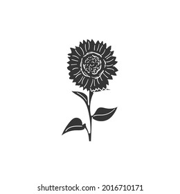 Sunflower Icon Silhouette Illustration. Spring Botany Vector Graphic Pictogram Symbol Clip Art. Doodle Sketch Black Sign.