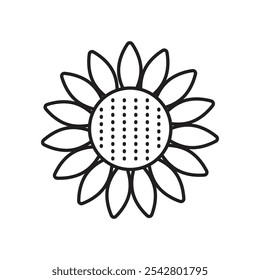 Sunflower icon simple black line style.