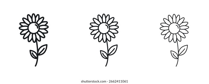 Ícone de girassol design de linha simples - Ilustração de vetor simples