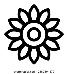 Sunflower icon with simple and line style